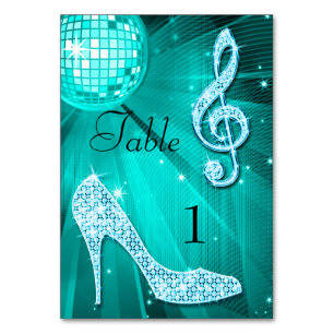 Aquamariner Diskothek Ball und Stiletto Shoe Doppe Tischnummer