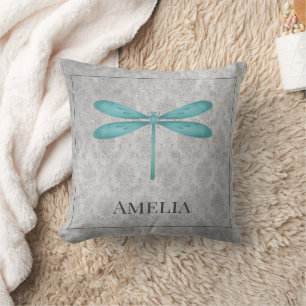 Aquamariner Dragonfly Damask Personalisiertes Kiss Kissen