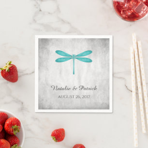 Aquamariner Dragonfly-Hochzeitspapier Napkins Serviette