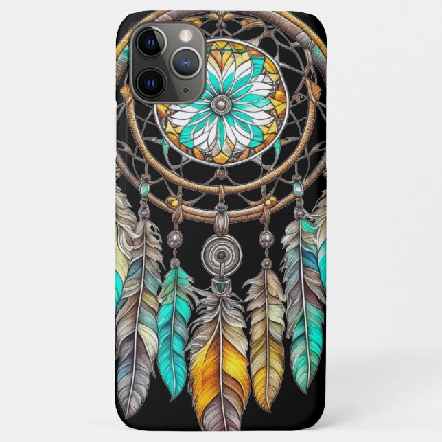 Aquamariner Dreamcatcher Mystical Boho Feathers an Case-Mate iPhone Hülle (Rückseite)