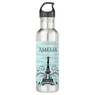 Aquamariner Eiffelturm Blühe Wasserflasche Edelstahlflasche