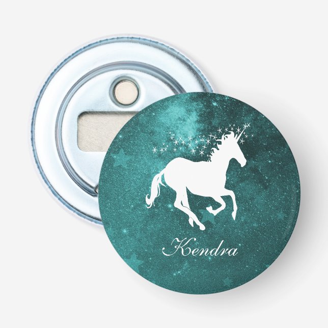 Aquamariner Einhorn Personalisierter Flaschenöffne Flaschenöffner (Vorderseite)