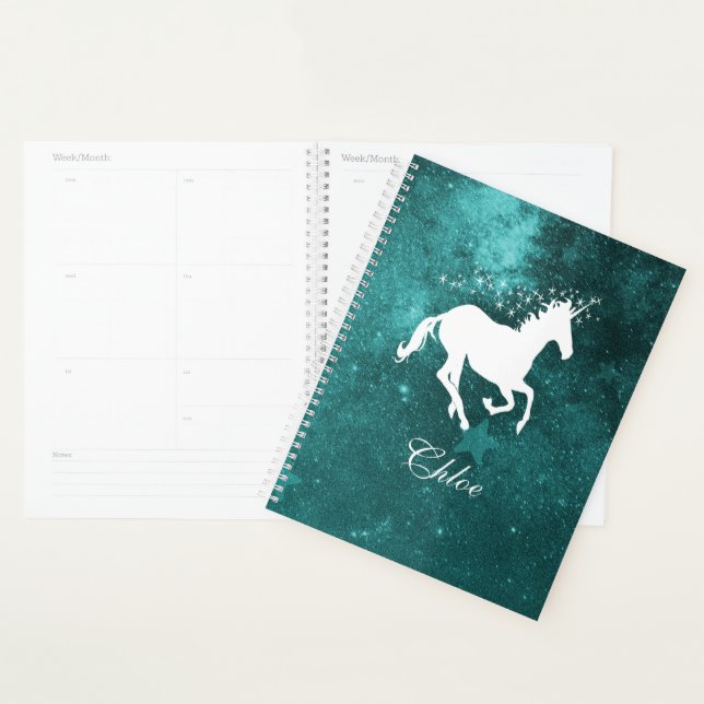 Aquamariner Einhorn-Personalisierter Planer (Anzeige)