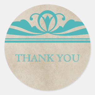 Aquamariner eleganter Deko Danke Stickers