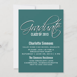 Aquamariner eleganter Script-Abschluss laden Sie e Einladung