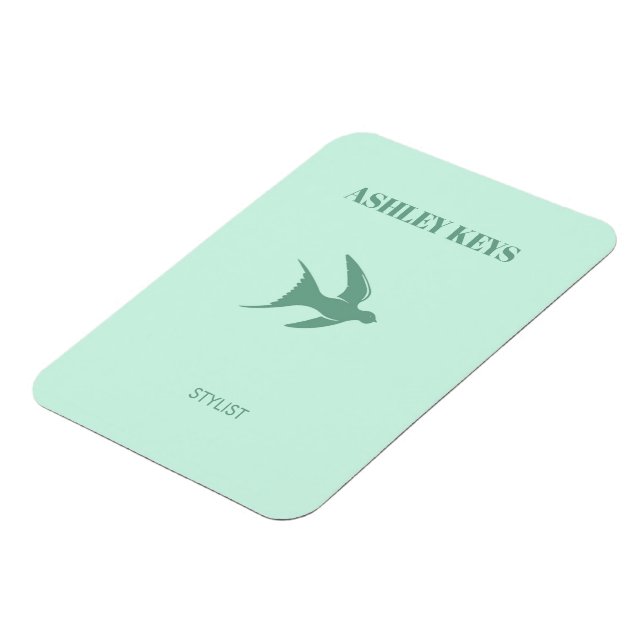 Aquamariner, eleganter Vogel Magnet (Linke Seite)