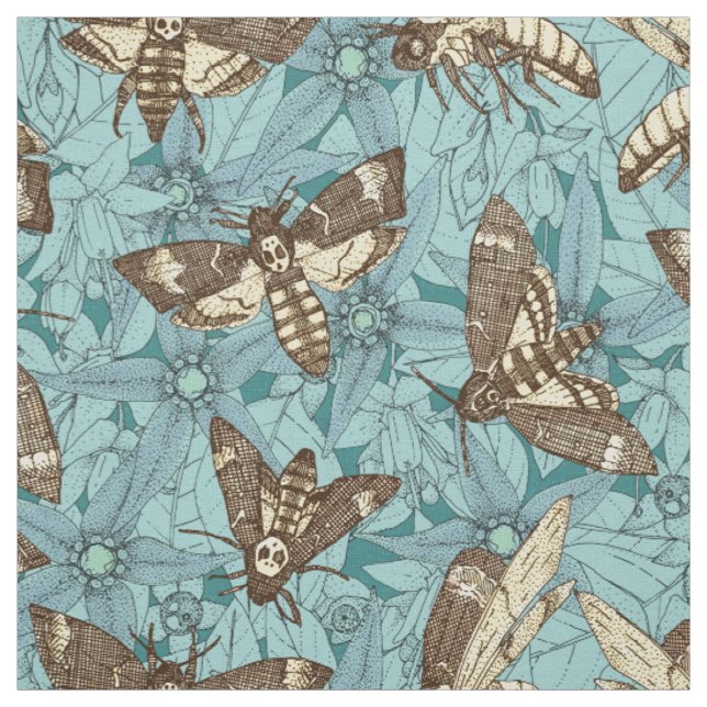 Aquamariner Falkenhawkmoth Stoff (Muster)