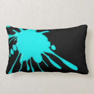 Aquamariner Farben-Spritzer-Schwarz-Amerikaner Lendenkissen