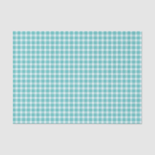 Aquamariner Gingham kariert Seidenpapier (Vorderseite)