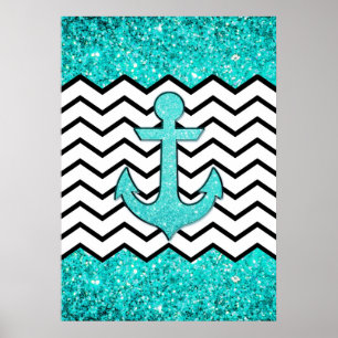 Aquamariner Glitteranker und Zickzack Poster