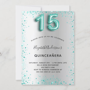 Aquamariner Glitzer aus Silber, glamourös Einladung