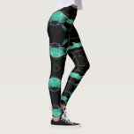 Aquamariner Glitzer Black Leggings<br><div class="desc">Benutzerdefinierte Farbe - Schwarze Leggings mit Aquamarinem Blue Gold Glitzer Aqua Türkis Modernes Design - oder Ihren Namen / Text hinzufügen - Ihr besonderes Geschenk machen! Ändern und verschieben oder entfernen / Text / Elemente hinzufügen mit Anpassungs-Tool ! Design von MIGNED ! Bitte schauen Sie sich meine anderen Projekte an....</div>