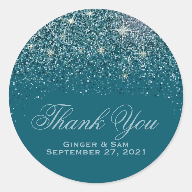 Aquamariner Glitzer Danke, Stickers (Vorderseite)