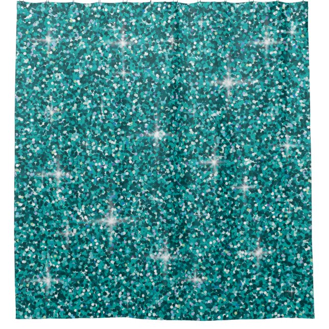 Aquamariner Glitzer Duschvorhang (Vorderseite)