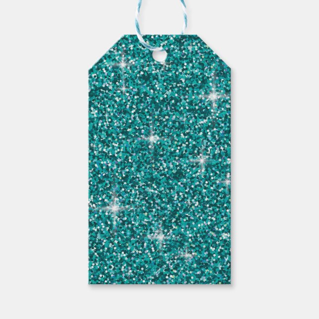 Aquamariner Glitzer Geschenkanhänger (Vorderseite)