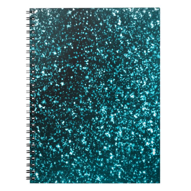 Aquamariner Glitzer-gewundenes Notizbuch Notizblock (Vorderseite)