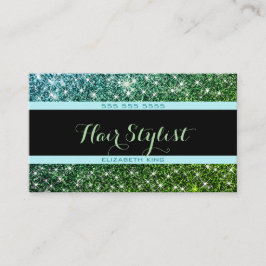 Aquamariner Glitzer Glam Social Media Hair Stylist Visitenkarte