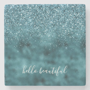 Aquamariner Glitzer Glitz Funkelglasur personalisi Steinuntersetzer