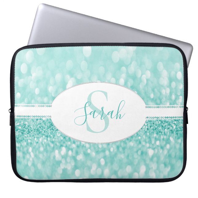 Aquamariner Glitzer Individualisieren Sie den Lapt Laptopschutzhülle (Vorderseite)