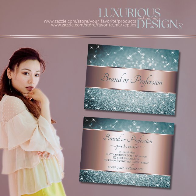 Aquamariner Glitzer Luminous Stars Rose Goldene De Visitenkarte (Von Creator hochgeladen)