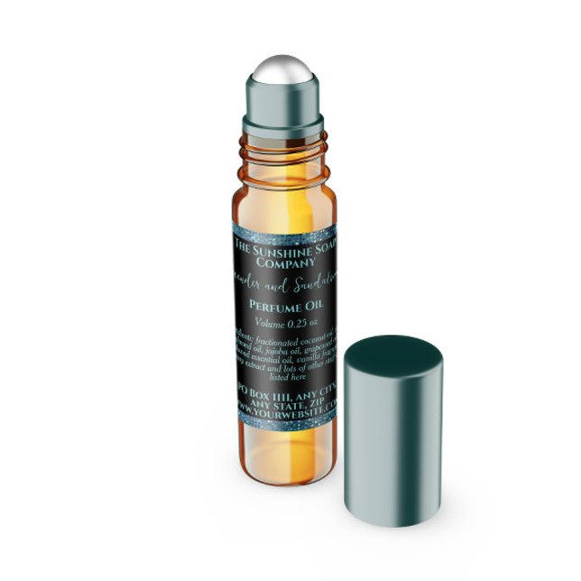 Aquamariner Glitzer Parfümerrollen Flaschenetikett Quadratischer Aufkleber (Von Creator hochgeladen)