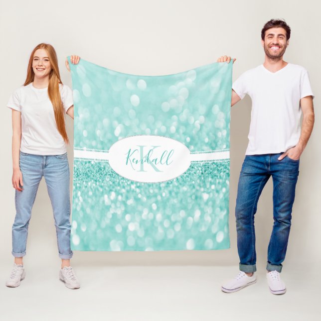Aquamariner Glitzer personalisieren der Knochendec Fleecedecke (Beispiel)