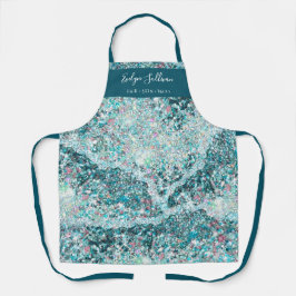 Aquamariner Glitzer Schönheit berufliche Schürze