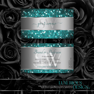 Aquamariner Glitzer Sparkle Stars Erste Silber Dek Visitenkarte