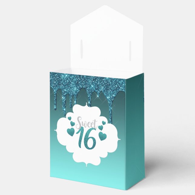 Aquamariner Glitzer süß 16 Geschenkschachtel (Geöffnet)