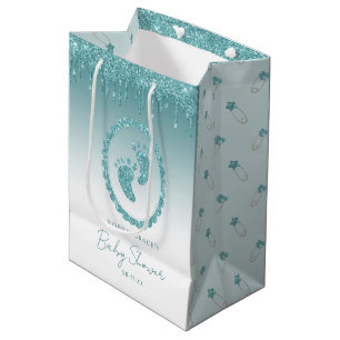 Aquamariner Glitzer Tropfen Babynahrung Geschenkta Mittlere Geschenktüte