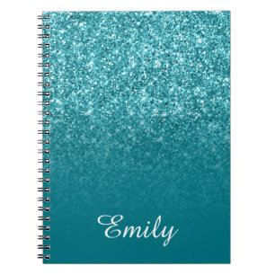 Aquamariner Glitzer und Ombre Personalisiert Notizblock