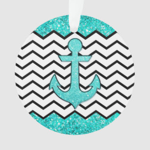 Aquamariner Glitzer und Zickzack Ornament