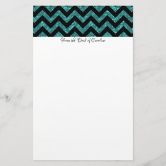 Aquamariner Glitzer Zickzack Stationierung Briefpapier