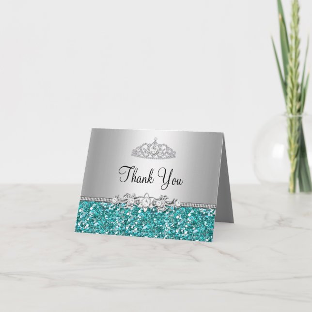 Aquamariner Glitzeru. DiamantTiara danken Ihnen zu Dankeskarte (Vorderseite)