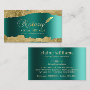 Aquamariner Gold Glam Notary Loan Signing Agent Visitenkarte