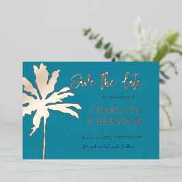 Aquamariner Goldpalmenstrandauftakt Save the Date Folieneinladung