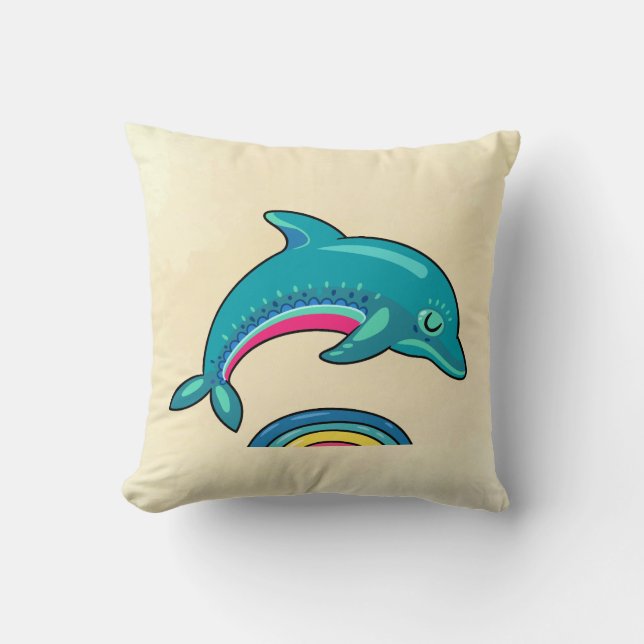 Aquamariner grüner Dolphin-Springen über stilistis Kissen (Vorderseite)