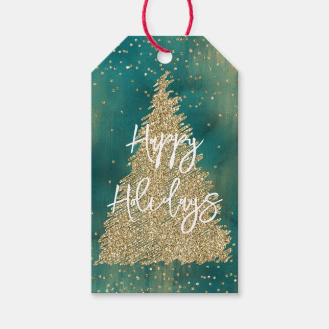 Aquamariner Grüner Glitzer Sparkle Weihnachtsbaum Geschenkanhänger (Vorderseite)