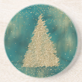 Aquamariner Grüner Glitzer Sparkle Weihnachtsbaum Getränkeuntersetzer
