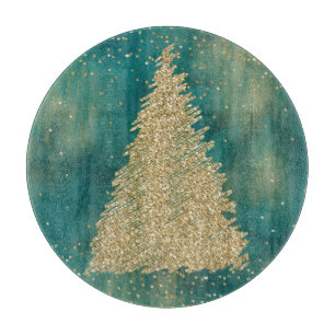 Aquamariner Grüner Glitzer Sparkle Weihnachtsbaum Schneidebrett