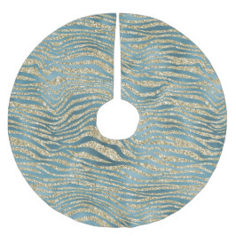 Aquamariner grüner Glitzer Zebra Print Polyester Weihnachtsbaumdecke