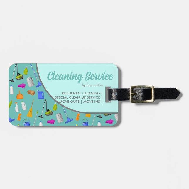 Aquamariner grüner MinimalHausreinigungsservice Gepäckanhänger (Vorderseite horizontal)