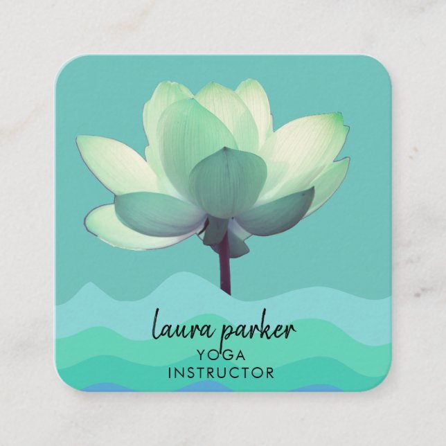 Aquamariner grüner quadratische visitenkarte (Vorderseite)