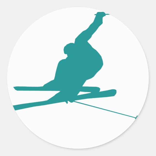 Aquamariner grüner SchneeSki Runder Aufkleber (Vorderseite)