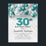 Aquamariner grüner Silberballon Glitzer jedes Alte Postkarte<br><div class="desc">Moderner Glam Aquamariner grüner Silberballon Glitzer Sparkle jedes Alter Geburtstag Einladung</div>