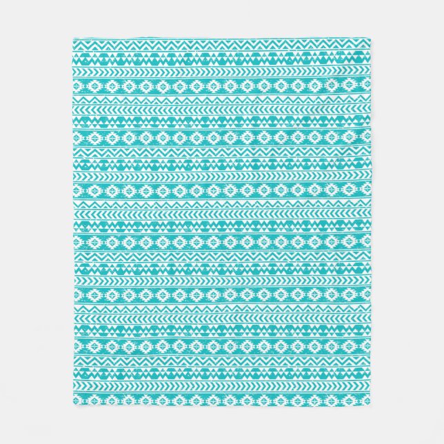 Aquamariner Grunge-aztekisches Stammes- Muster Fleecedecke (Vorderseite)