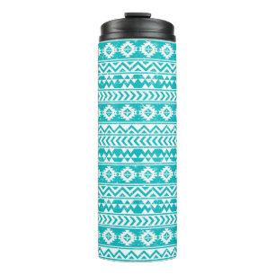 Aquamariner Grunge-aztekisches Stammes- Muster Thermosbecher