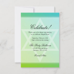 Aquamariner Grünstern von David Bat Mitzvah Empfan Einladung