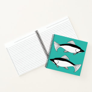 Aquamariner handgezeichnet Fischlachs Notizbuch