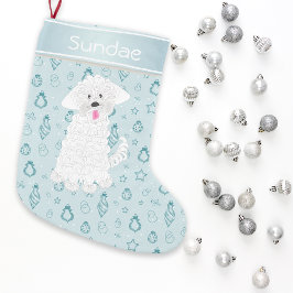 Aquamariner handgezogener maltesischer Hund ・ Kleiner Weihnachtsstrumpf